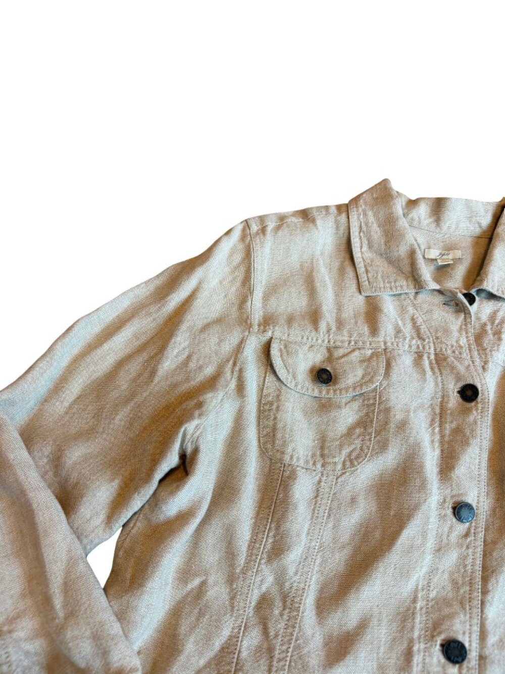J. Jill Tan Linen Chore Jacket Casual Classy Button Front Collar X-Large Women's - Picture 3 of 12